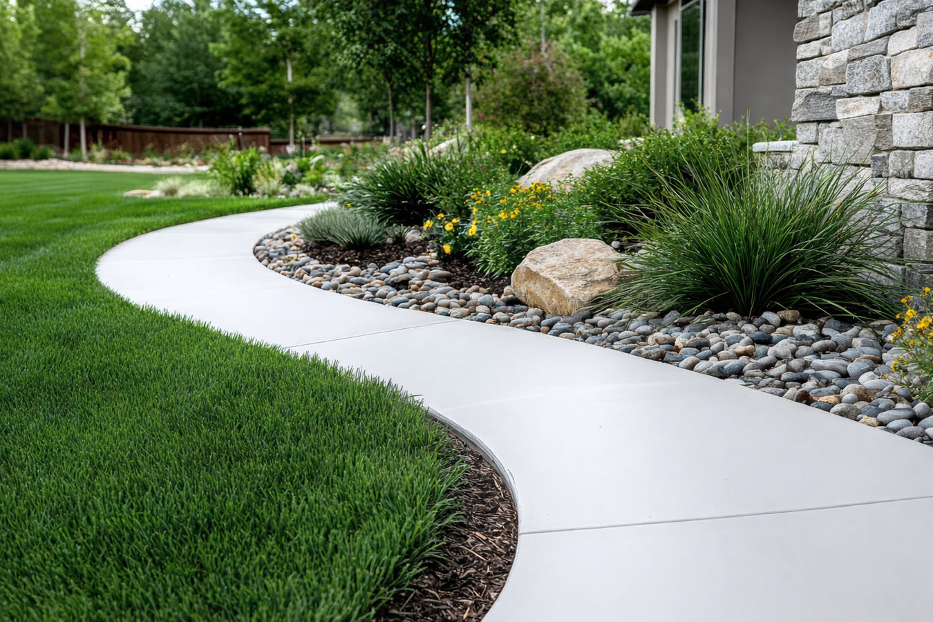 Concrete sidewalk building